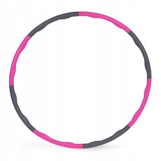 Hula Hoop składane, 8 segmentów, pianka, z wypustkami, 90 cm różowo - szare